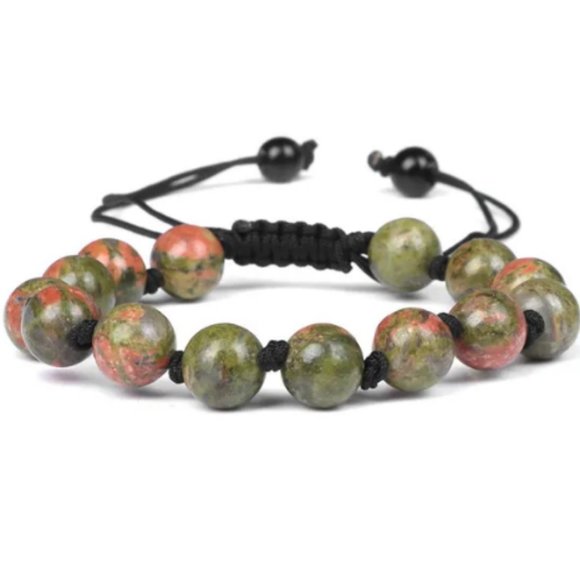 Unakite Bracelet,Gemstone Bracelet,Knotted Drawstring Bracelet - Picture 1 of 1